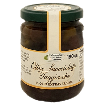 OLIVE NERE SNOC.TAGG. IN OLIO GR.180 "COMPAGNIA DEL PESTO" - Compagnia del Pesto Genovese