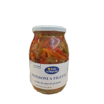 PEPEPERONI FILETTI GR.960 VASO VETRO IN OLIO DI SEMI DI GIRASOLE - 