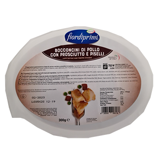 BOCCONCINI POLLO CON PROSCIUTTO E PISELLI GR.300 - 